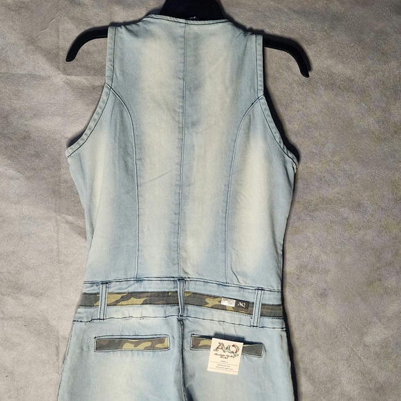 American Quality Denim Sleeveless Jumpsuit - Picture 3 of 9